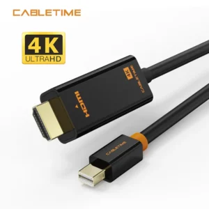 Cabletime CD51N de 3M, adaptador de Mini DisplayPort a HDMI para transmisión de video Full HD.