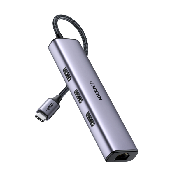 Adaptador USB-C 4 en 1 CM475 60600 | RJ-45 + 3 Puertos Adaptador Usb-C Ugreen CM475 - Adaptador USB-C 4 en 1 UGREEN CM475 RJ45 + 3 puertos USB