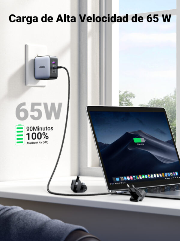 Cargador UGREEN CD296 65W GaN 3 puertos 2 f4d08cf6d3a409707b472cdb4bfe23d99c2fe11b