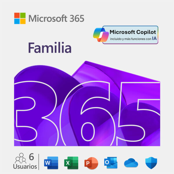 Microsoft 365 Familia ESD | Licencia 12 Meses para 1 a 6 Usuarios | EP2-32295 Licencia digital Microsoft 365 Familia ESD por 12 meses para 1 a 6 usuarios, código EP2-32295.