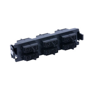 Panel de fibra óptica RIC-F-SC12-01 negro con 12 acopladores SC para conexiones MM y SM, ideal para redes profesionales (no compatible con LightVerse)