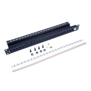 Patch Panel TERA modular blindado de 24 puertos 1U color negro modelo TM-PNLZ-24-01 compatible con jacks Cat6A y Cat7A para redes profesionales