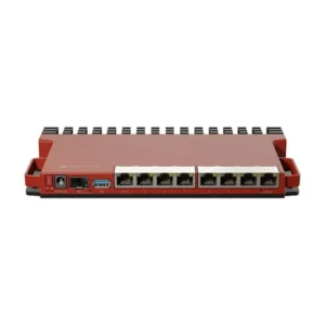 Router rojo con múltiples puertos Ethernet