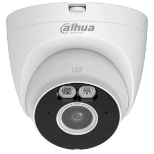 PROMO JULIO - CAMARA IP TURRET WIFI 6 3 MP - 28 MM - SMART DUAL LIGHT - DETECCION HUMANA Y VEHICULOS - AUDIO BIDIRECCIONAL - MICRO SD - IP67 1 Cámara de seguridad de vigilancia moderna.
