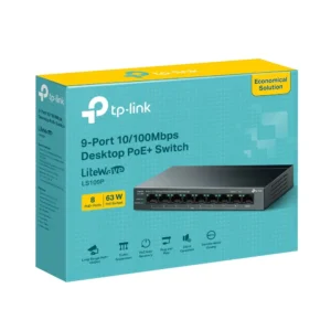 LS109P SWITCH TP-LINK NO ADMINISTRABLE LITEWAVE, 9 PUERTOS FAST ETHERNET, 8 POE+ 63W 1 LS109P SWITCH TP-LINK NO ADMINISTRABLE LITEWAVE, 9 PUERTOS FAST ETHERNET, 8 POE+ 63W - Image 1