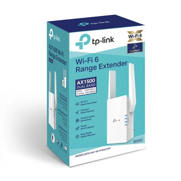 RE505X-image-0-1724796211669 Extensor Tp-link WIFI 6 AX1500 - RE505X EXTENSOR TP-LINK WIFI 6 AX1500 DUAL BAND (5GHZ/2.4GHZ)