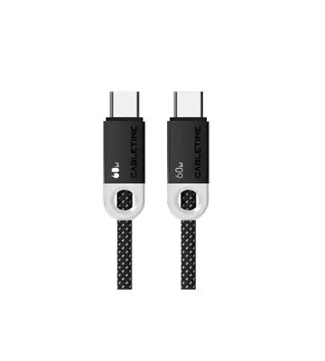 Cable USB C Trenzado 60W de 2M Negro CABLETIME CUP4L mini