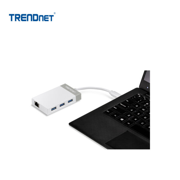 Adaptador TRENDnet USB-C a RJ45 Gigabit con hub de 3 puertos USB-A | TUC-ETGH3 2 Adaptador TRENDnet USB-C a RJ45 Gigabit con hub de 3 puertos USB-A | TUC-ETGH3 – vista 3