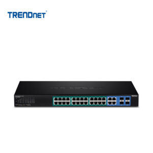 Switch administrable TRENDnet de 24 puertos PoE+, 4 Gigabit y 4 SFP | TPE-5028WS