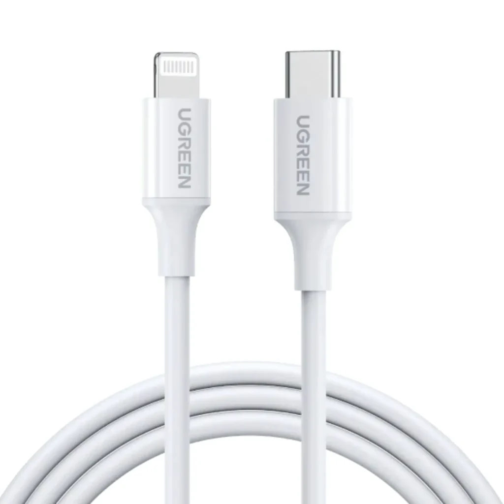 Cable UGREEN USB-C a Lightning 1 m carga rápida PD 3 A blanco US171