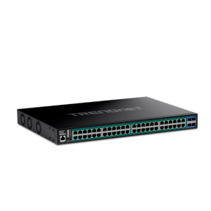 Switch administrable TRENDnet de 48 puertos PoE+ 740W y 4 SFP+ 10G | TPE-3524SF – vista 2