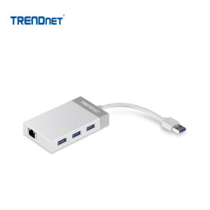 Adaptador TRENDnet USB-A a RJ45 Gigabit con hub de 3 puertos USB-A | TU3-ETGH3