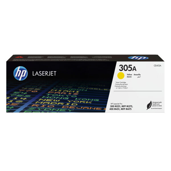 Tóner HP 305A Amarillo original CE412A para LaserJet Pro 400, 2.600 páginas Tóner HP 305A CE412A - Tóner HP 305A Amarillo original CE412A para LaserJet Pro 400, 2.600 páginas