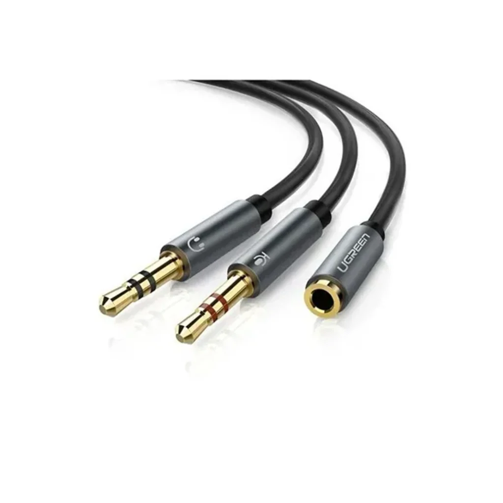 Cable de audio UGREEN 3.5 mm hembra a 2 machos, aluminio, negro AV140