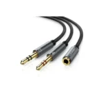 Cable de audio UGREEN 3.5 mm hembra a 2 machos, aluminio, negro AV140