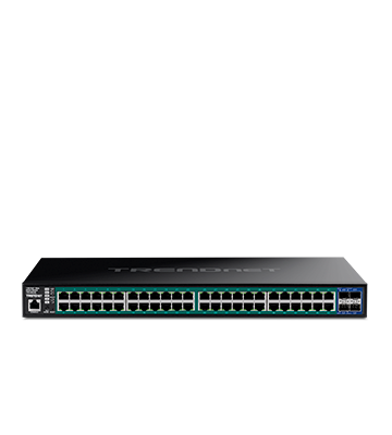 Switch administrable TRENDnet de 48 puertos Gigabit y 4 SFP | TEG-524WS – vista 3