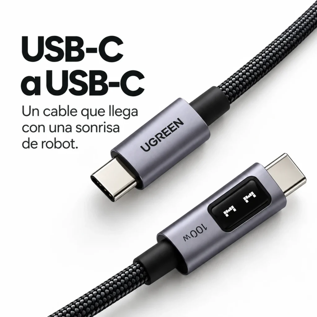 Cable UGREEN USB-C a USB-C 2 m carga rápida PD 5 A Uno L509