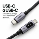 Cable UGREEN USB-C a USB-C 2 m carga rápida PD 5 A Uno L509