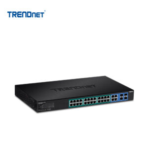 Switch administrable TRENDnet de 24 puertos PoE+, 4 Gigabit y 4 SFP | TPE-5028WS – vista 2