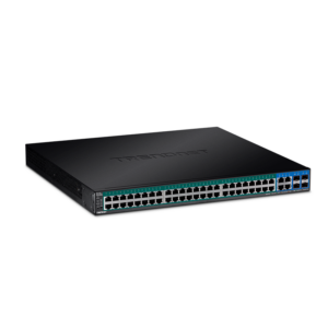 Switch administrable TRENDnet de 48 puertos PoE+ 370W, 4 Gigabit y 4 SFP | TPE-5240WS – vista 2