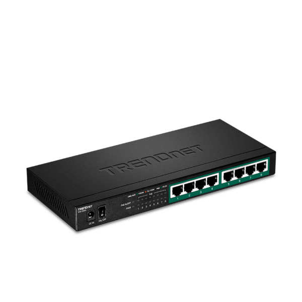 Switch de red TRENDnet de 8 puertos Gigabit PoE+ | TPE-TG83 – vista 4