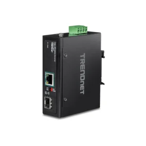 Convertidor industrial de fibra óptica TRENDnet SFP a Ethernet PoE+ | TI-PF11SFP