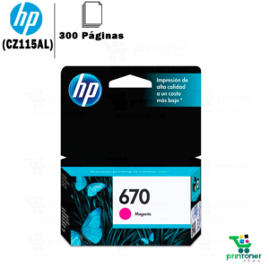 Cartucho de tinta HP 670 Magenta original CZ115AL, 300 páginas 1 Cartucho de tinta HP 670 CZ115AL - Cartucho de tinta HP 670 Magenta original CZ115AL, 300 páginas