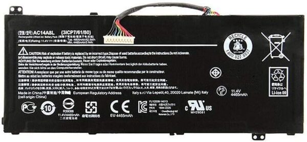 Batería para laptop Acer AC14A8L - Batería para laptop Acer AC14A8L 15.2 V 48 Wh 3 celdas – VN7-571-VN7-591G, AN515 52, E3-111, ES1-511