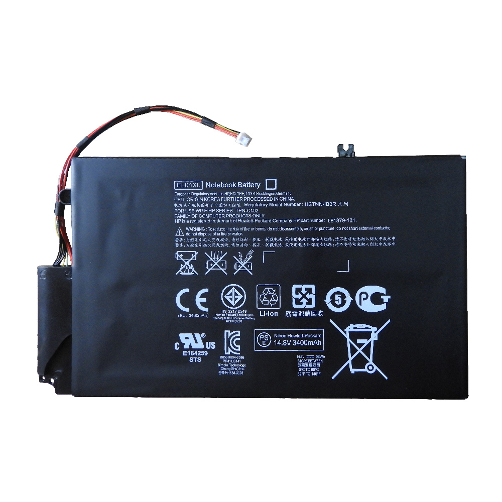 Batería para laptop HP EL04XL 14.8 V 52 Wh 4 celdas – 4-1062TX, X9-55, TPN-C102, 681879-1C1