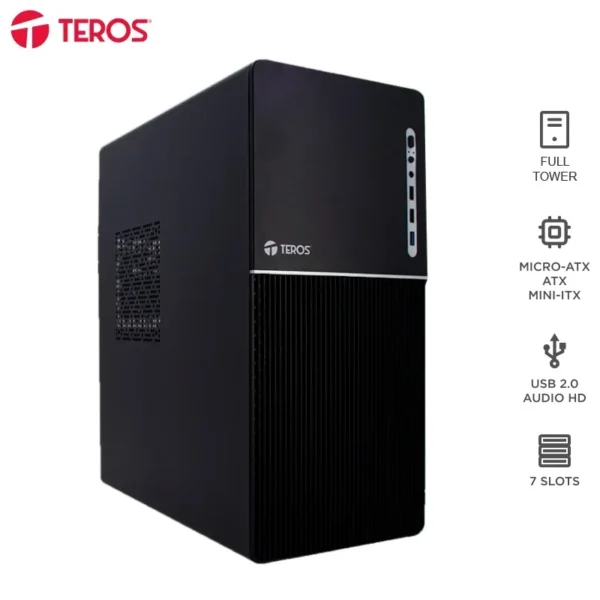 Case con fuente TEROS TE-1037S, Full, E-ATX, ATX, MICRO-ATX, ITX, USB, Audio, 250W Case con fuente Teros TE-1037S - Case con fuente TEROS TE-1037S, Full, E-ATX, ATX, MICRO-ATX, ITX, USB, Audio, 250W