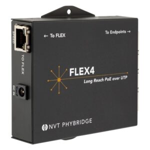 Adaptador NVT Phybridge FLEX4 NV-FLX-04, 4 puertos PoE sobre UTP hasta 610 m