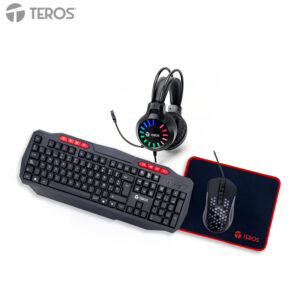 Kit 4 en 1 Teclado + Mouse + Auriculares + Mousepad TEROS TE-5014S
