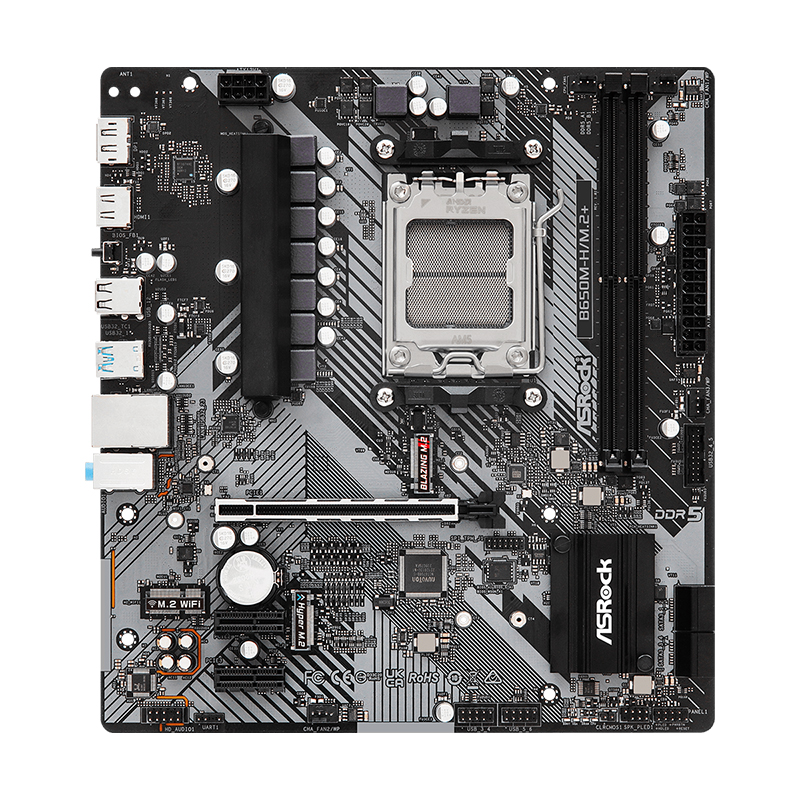 Placa madre ASRock B650M-H/M.2+, chipset AMD B650, socket AM5, DDR5, Micro-ATX