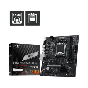 Placa madre MSI PRO A620AM-B EVO, chipset AMD A620A, socket AM5, DDR5, Micro-ATX 3 Placa madre MSI PRO A620AM-B - Placa madre MSI PRO A620AM-B EVO, chipset AMD A620A, socket AM5, DDR5, Micro-ATX