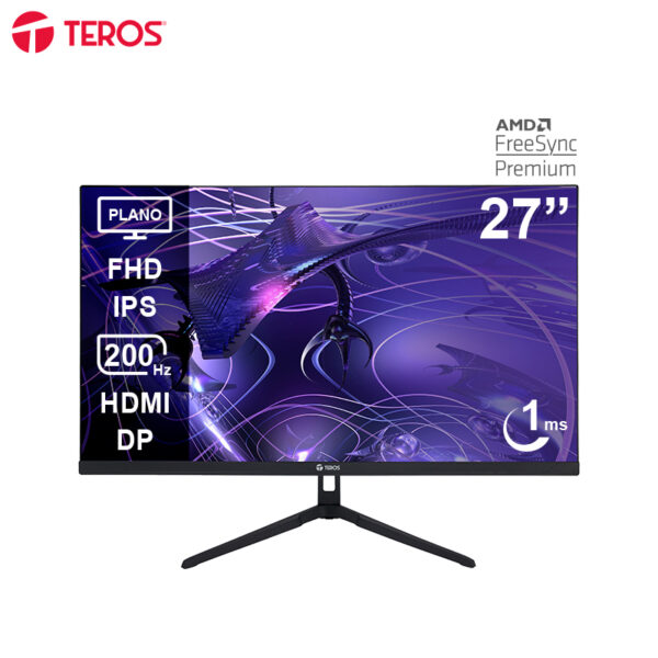 Monitor plano Teros TE-2786G - Monitor plano gaming TEROS TE-2786G, 27" FHD IPS, 200Hz, 1ms, HDMI, DP, Audio out