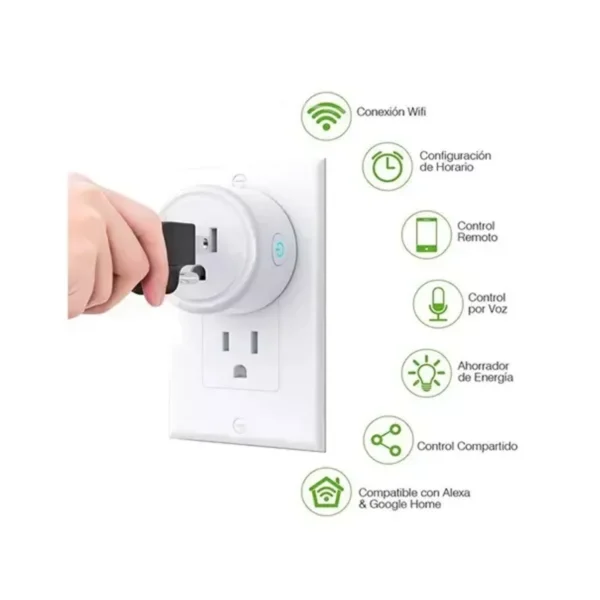 Enchufe inteligente WIFI 120V ac, 60Hz, 10A carga Zkteco SP1 1 Enchufe inteligente WIFI 120V ac, 60Hz, 10A carga Zkteco SP1 vista 2