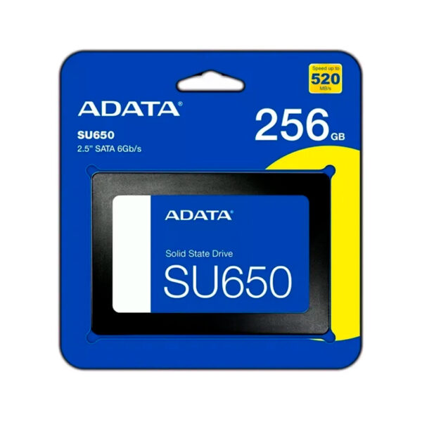Unidad en estado solido (SSD) ADATA Ultimate SU650 256GB SATA 6Gb/s (SATA III), 2.5", ECC ASU650SS-256GT-R Unidad en estado Adata Ultimate SU650 - Unidad en estado solido (SSD) ADATA Ultimate SU650 256GB SATA 6Gb/s (SATA III), 2.5", ECC ASU650SS-256GT-R