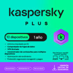 Antivirus Kaspersky Plus - Antivirus Kaspersky Plus, para 10 PCs, Lic 1 año, Producto Virtual, KL1042DDKFS
