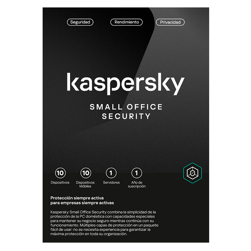 Software Kaspersky Small Office Security, para 10 PCs+1 Serv, Lic 1 año, Producto Virtual, KL4541DDKFS