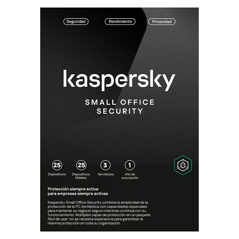 Software Kaspersky Small Office Security, para 25 PCs, Licencia 1 año, Producto Virtual, KL4541DDPFS