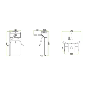 Molinete vertical simple, con lector RFID + huella lectora de huellas Zkteco TS1022 PRO 5 Molinete vertical simple, con lector RFID + huella lectora de huellas Zkteco TS1022 PRO vista 3