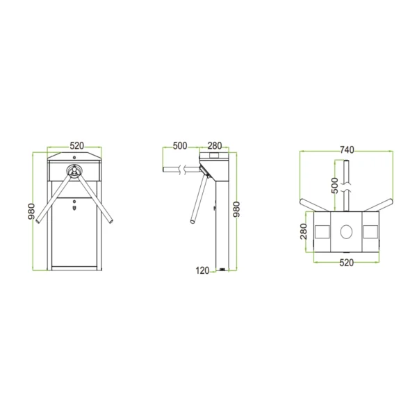 Molinete vertical simple, con lector RFID + huella lectora de huellas Zkteco TS1022 PRO 2 Molinete vertical simple, con lector RFID + huella lectora de huellas Zkteco TS1022 PRO vista 3