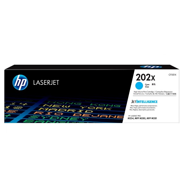 Tóner HP 202X Cian original CF501X para LaserJet Pro M254, 2.500 páginas