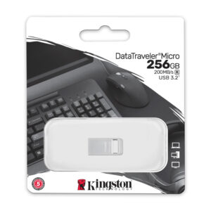 Memoria Flash Kingston DataTraveler Micro Unidad Flash USB Ultrapequeño con Metal Premium DTMC3G2/256GB vista 2