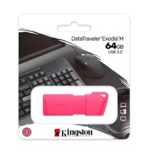 Memoria Flash USB DataTraveler Exodia M, 64GB, USB 3.2 Gen 1 (Tipo-A) Neon Pink (Rosado) KC-U2L64-7LN