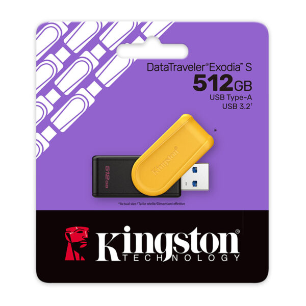 Memoria Flash USB Kingston DataTraveler Exodia S, 512GB, interfaz: USB 3.2 Gen 1, Amarillo DTXS/512GB 2 Memoria Flash USB Kingston DataTraveler Exodia S, 512GB, interfaz: USB 3.2 Gen 1, Amarillo DTXS/512GB vista 3
