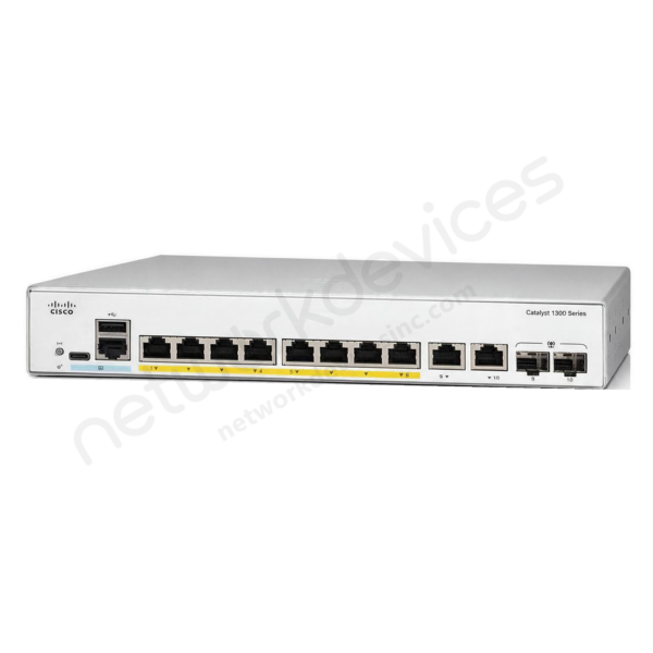Switch Cisco Catalyst 1300 C1300-8P-E-2G 8 puertos Gigabit PoE+, 2 uplinks 1G combo, 67 W vista 2