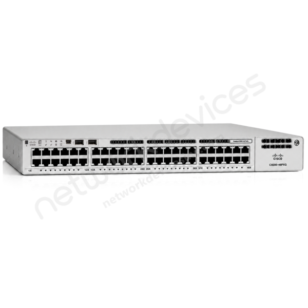 Switch Cisco Catalyst 9200 C9200-48PXG-E 48 puertos PoE+ (8 Multigigabit y 40 Gigabit), uplinks modulares hasta 25G/40G Switch Cisco Catalyst 9200 C9200-48PXG-E 48 puertos PoE+ (8 Multigigabit y 40 Gigabit), uplinks modulares hasta 25G/40G