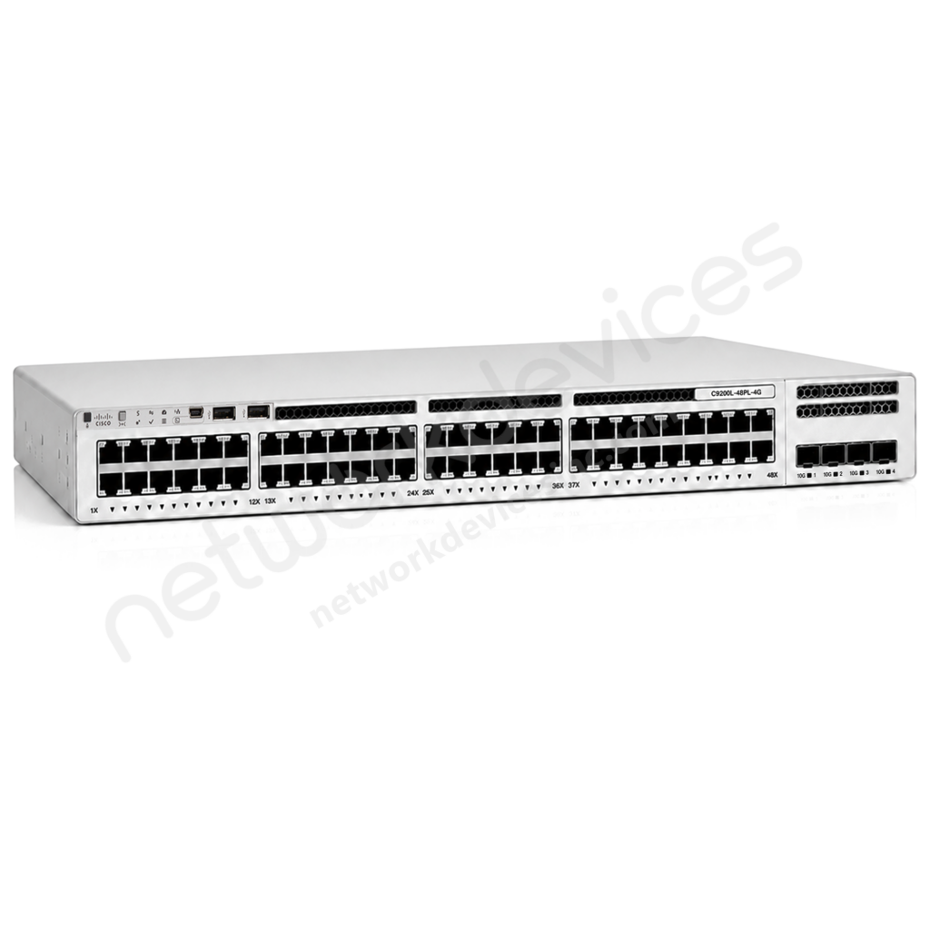 Switch Cisco Catalyst 9200L C9200L-48PL-4G-E 48 puertos Gigabit PoE+ parcial, uplinks 4 x 1G SFP
