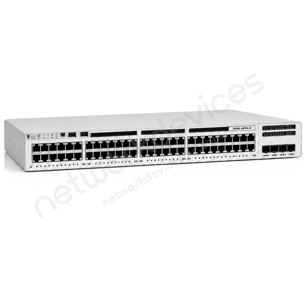 Switch Cisco Catalyst 9200L C9200L-48PXG-4X-E 48 puertos PoE+ (8 Multigigabit y 40 Gigabit), uplinks 4 x 10G SFP+
